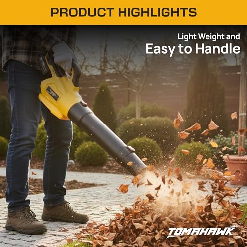 Tomahawk BLB-8130 20V Brushless Cordless Leaf Blower with 2×3.0Ah Batteries, 150 MPH Air Speed, 125 CFM Airflow, 4 Nozzles, Fast Charger & Carry Bag – Powerful Garden Cleaning Tool - Image 3