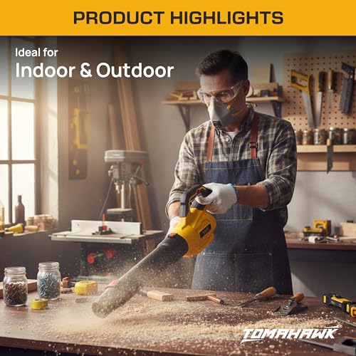 Tomahawk BLB-8130 20V Brushless Cordless Leaf Blower with 2×3.0Ah Batteries, 150 MPH Air Speed, 125 CFM Airflow, 4 Nozzles, Fast Charger & Carry Bag – Powerful Garden Cleaning Tool - Image 4