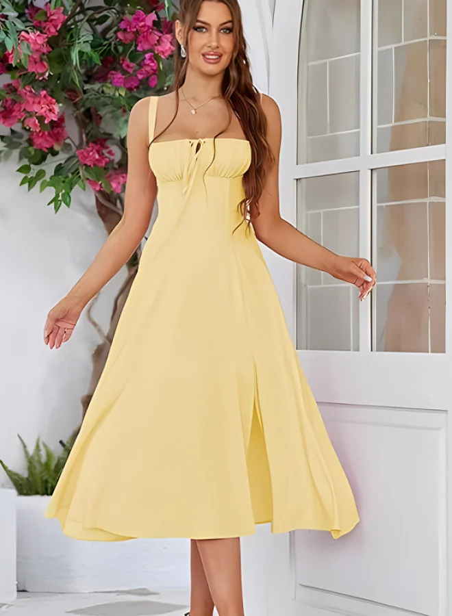 SIMPLEE Thin Waist Fishbone Shaped Sling Dress