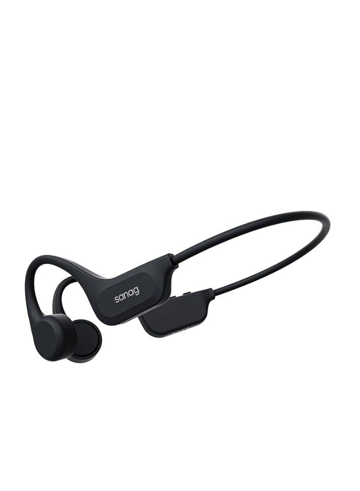 ساناج Sanag B60S Pro Bone Conduction Sports Headphones, IPX8 Waterproof Swimming Bluetooth 5.3 Earphones, 32GB MP3 Player, Open Ear Wireless Headset with Mic & App, for Running, Cycling, Workout (Black) - Image 1