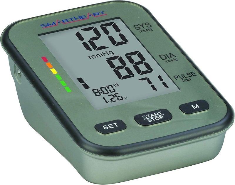 SmartHeart جهاز قياس ضغط الدم الذكي سمارت هارت مع سماعة ثلاثية اللغات ذاكرة 4 مستخدمين مؤشر ارتفاع ضغط الدم تشغيل بلمسة واحدة مجموعة للاستخدام المنزلي - Image 3