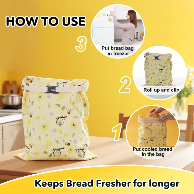 Cnkaite 2 Pack Reusable Beeswax Bread Bags for Homemade Sourdough Bread, 17"Ã—13" XL Cotton Beeswax Bags Keep Bread Fresh Sourdough bag, Freezer Safe Storage Container Keep Loaf Fresh - Image 4