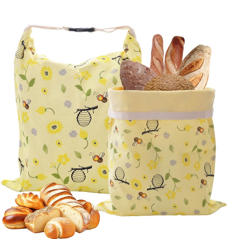 Cnkaite 2 Pack Reusable Beeswax Bread Bags for Homemade Sourdough Bread, 17"Ã—13" XL Cotton Beeswax Bags Keep Bread Fresh Sourdough bag, Freezer Safe Storage Container Keep Loaf Fresh - Image 1
