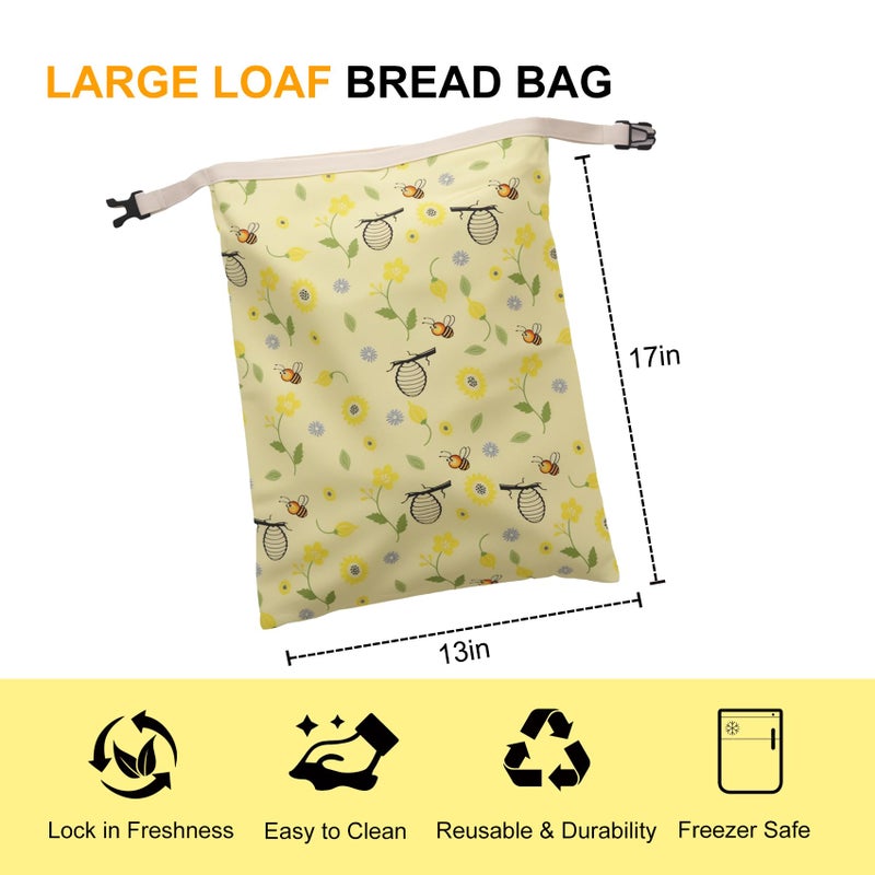 Cnkaite 2 Pack Reusable Beeswax Bread Bags for Homemade Sourdough Bread, 17"Ã—13" XL Cotton Beeswax Bags Keep Bread Fresh Sourdough bag, Freezer Safe Storage Container Keep Loaf Fresh - Image 3