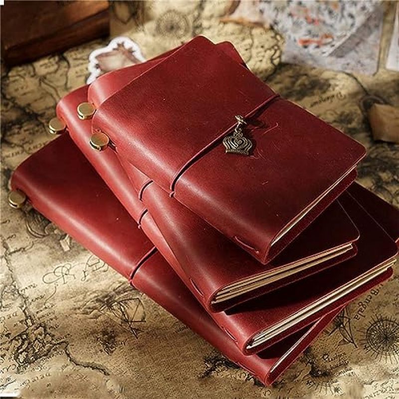 Genuine Leather Notebook Cover: 13.5 X 10.5 X 2.5 CM Red - Patina Developing, Refillable 64-Page Inserts Travelers Notebook for Digital-Free Travelers, Flight Attendants and Wanderers - Image 5