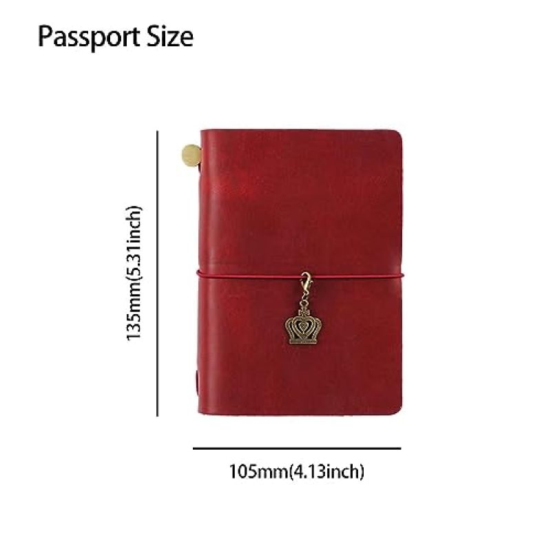 Genuine Leather Notebook Cover: 13.5 X 10.5 X 2.5 CM Red - Patina Developing, Refillable 64-Page Inserts Travelers Notebook for Digital-Free Travelers, Flight Attendants and Wanderers - Image 2