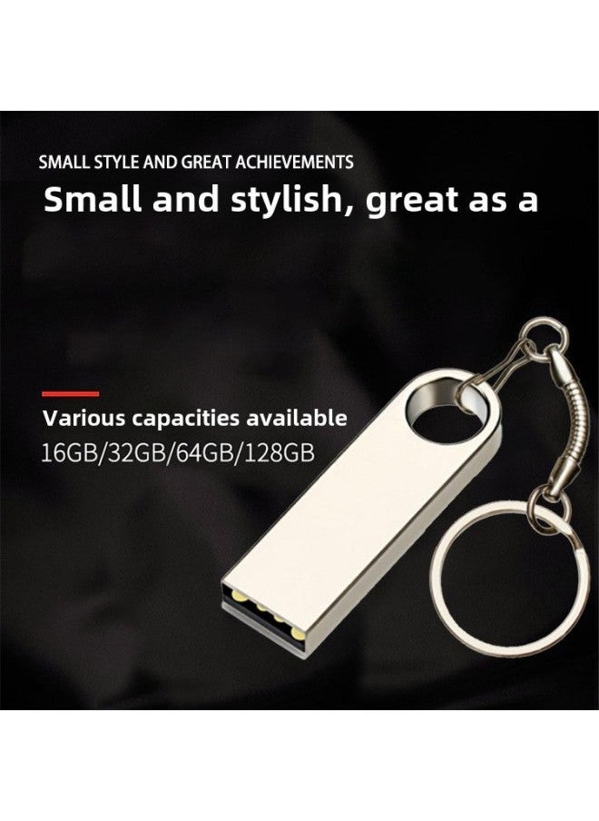 U Disk 32gU Car Lossless Music 16gU Metal Rotating 64GSE9 USB Disk-Capacity:3.0 Silver 128g  - Image 2
