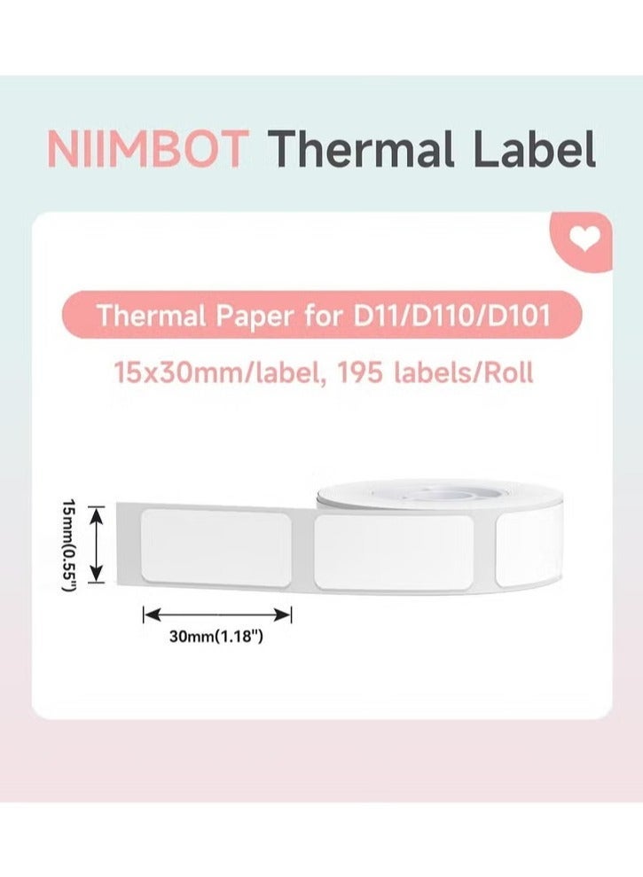 NIIMBOT D11/D110/D101 Waterproof Thermal Label Paper for Barcode Printing 15*30mm, White - Image 2