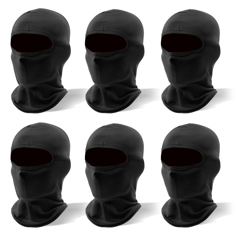 Hoiny 6 Pack Ski Mask Balaclava for Men Women, Lightweight Full Face Mask UV Protection, Summer Face Cover for Motorcycling and Outdoor Working Black - Image 1