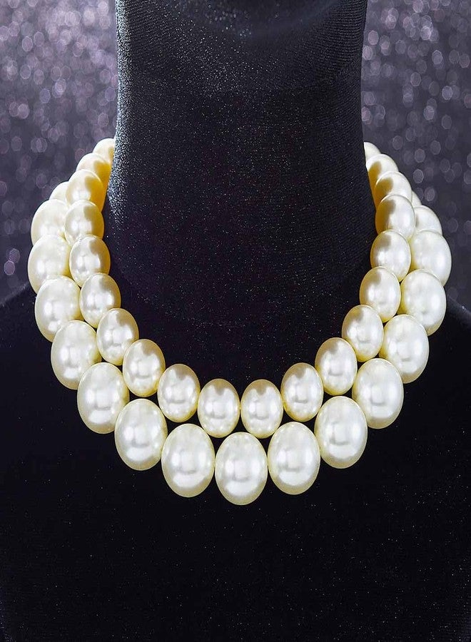 Zoestar Chunky Pearl Choker Necklace Big White Pearl Jewelry Accessories for Women - Image 2