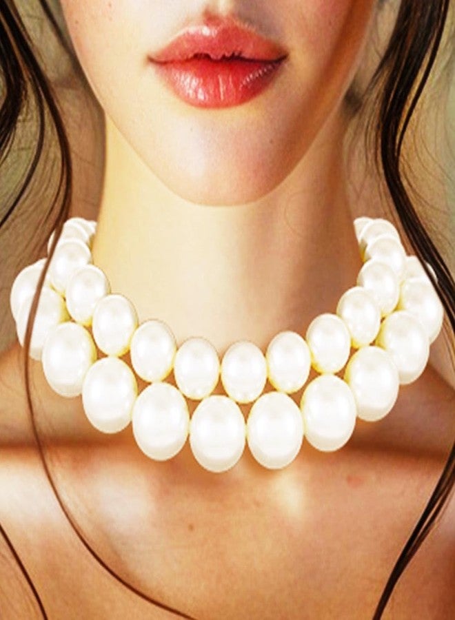 Zoestar Chunky Pearl Choker Necklace Big White Pearl Jewelry Accessories for Women - Image 3