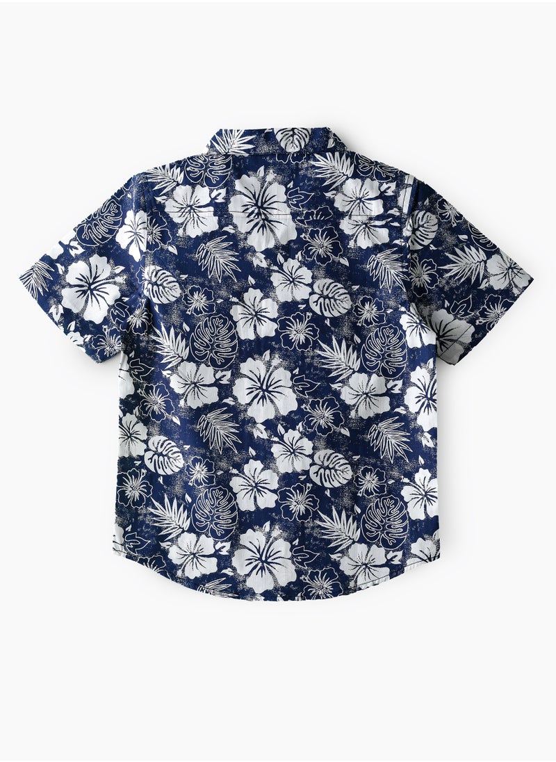 JAM Boys' Navy Blue Floral Print Cotton Shirt  - Image 2