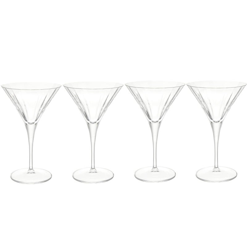 Luigi Bormioli Luigi Bormioli Bach 825 oz Martini Glasses Set of 4  Titanium Reinforced Stem Made of SONhyx Crystal  Sinuous Design Mixed Drink Glass  Made in Italy Dishwasher Safe 