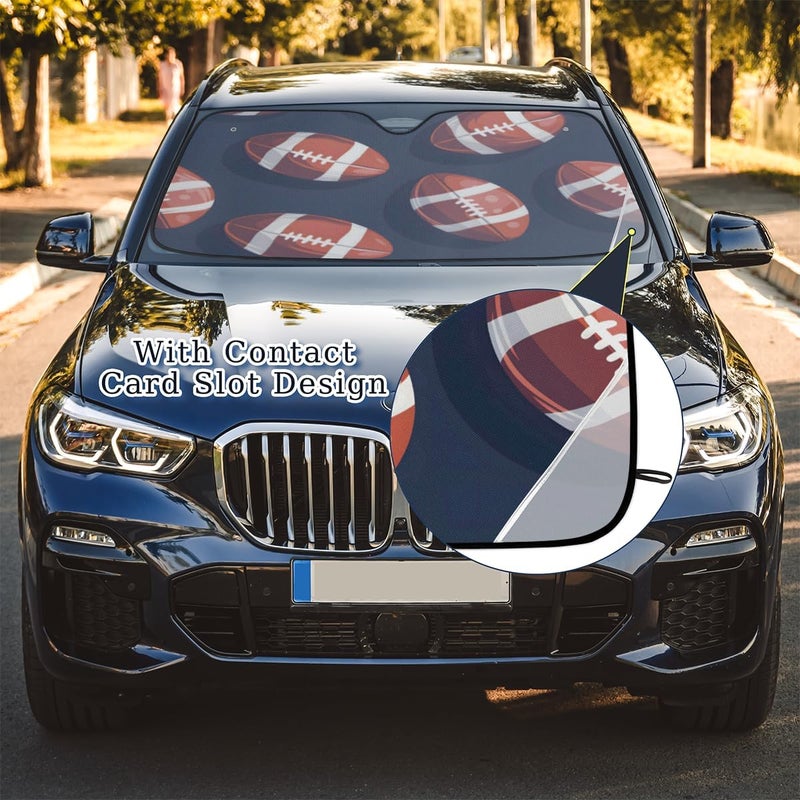 American Football Foldable Car Windshield Sun Shade, Lightweight Front Window Cover with Suction Cups, UV Block for Interior Protection, Portable, Rugby Sports - Image 5