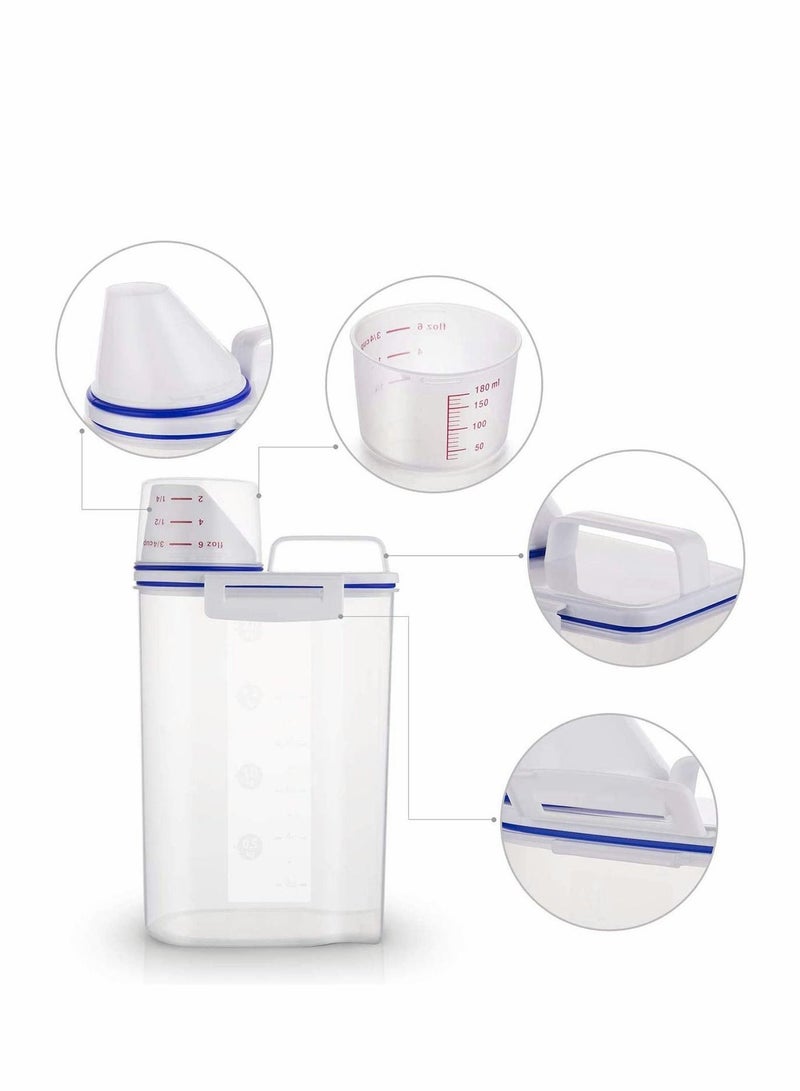 Excefore حاوية تخزين دقيق الطعام الجاف من البلاستيك للحيوانات الأليفة قطة كلب طائر، علبة تخزين طعام الحيوانات الأليفة مع ملعقة تحمل مكافآت الكلاب والقطط وعلبة الطعام المعدنية محكمة الإغلاق - Image 5