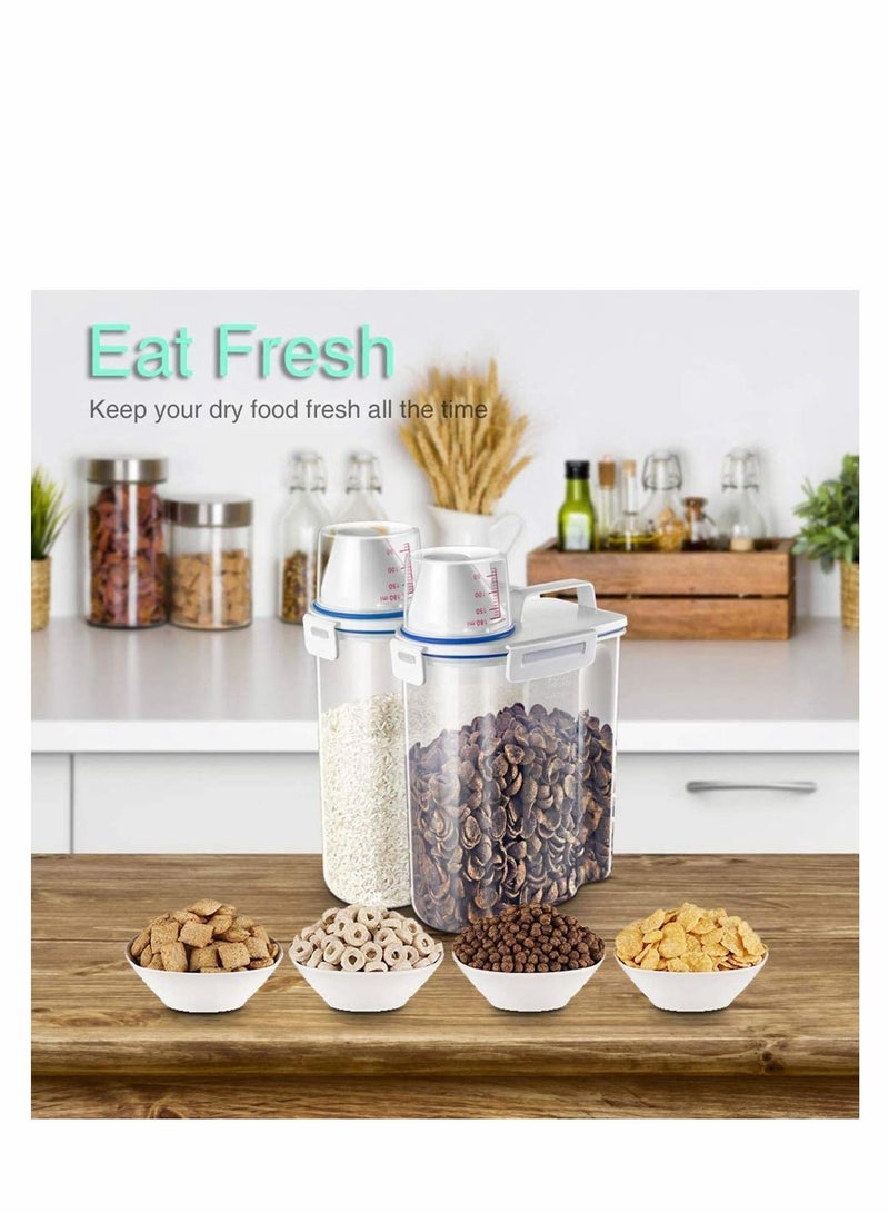 Excefore حاوية تخزين دقيق الطعام الجاف من البلاستيك للحيوانات الأليفة قطة كلب طائر، علبة تخزين طعام الحيوانات الأليفة مع ملعقة تحمل مكافآت الكلاب والقطط وعلبة الطعام المعدنية محكمة الإغلاق - Image 4