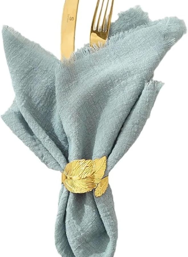 مناديل كتان زرقاء خضراء غبارية 10 قطع ديكور طاولة زفاف ريفي عيد الميلاد - Image 2