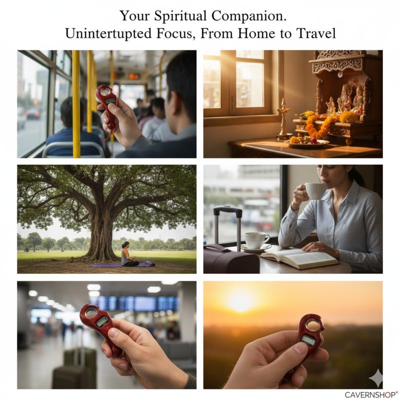 CAVERNSHOP Digital Prayer Beads Counter - Portable Rotating Finger Counter for Meditation, Pooja, Japa, Islamic Tasbeeh, Buddhist Jaap Mala 108 Beads - Handheld Digital Counter (Multicolor) - Image 5