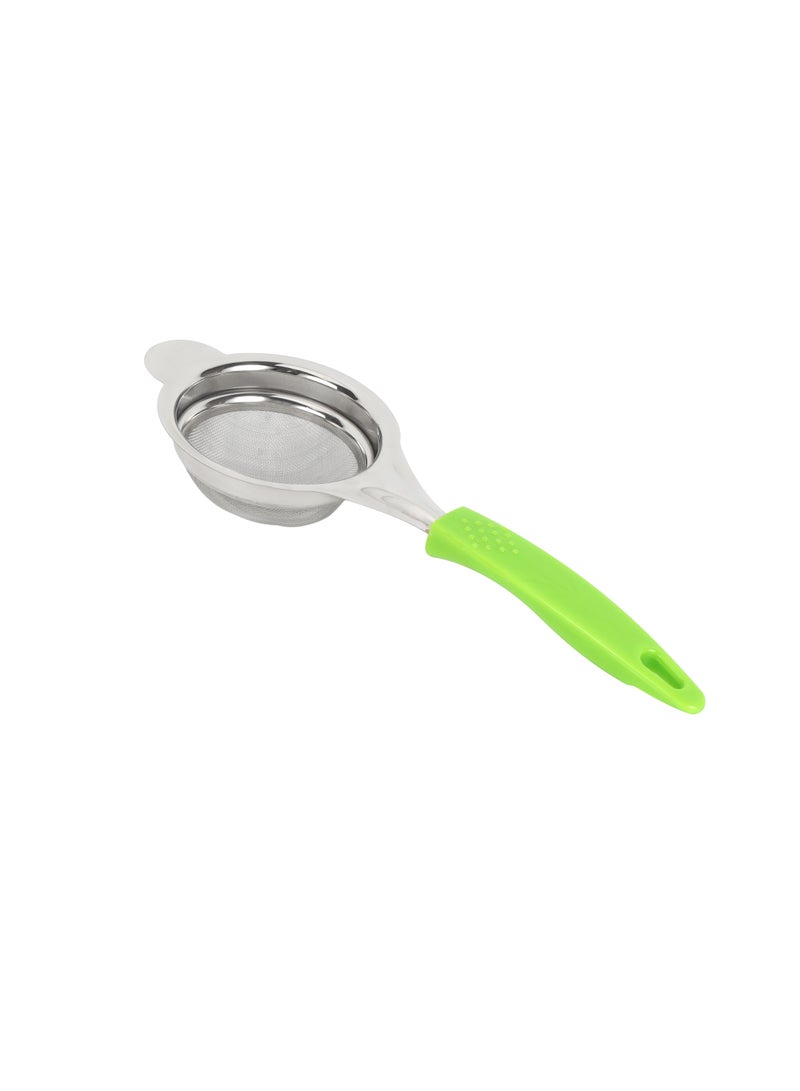 Royalford 9cm Strainer- RF12618/ Stainless Steel Mesh Multi-Purpose Use/ Food-Grade and Safe to Use, Hanging Loop/ Easy to Hold PP Handle and Perfect for Tea, Coffee, Juice/ Compact and Durable Liquid Strainers Silver - Image 1
