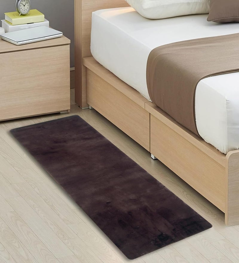 Panço Fur Stylish Anti -Skid Backing Super Soft Runner for Bathroom, Kitchen & Living Room Runner, Anti -Skid, Bedside Runner for Bedroom, Floor, Home Decoration, Cashmere 50X150 Cm, Dark Beige - Image 1