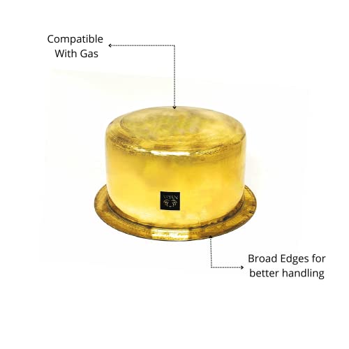 Nyra® Pure Brass/Peetal Round Heavy Bottom Tapeli/Patila/Tope/Topia/Bhagona, Glossy Finish Brass Cookware Pot, Golden (1.6 LTR) - Image 5