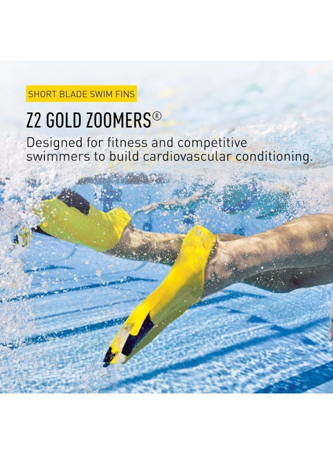 FINIS Z2 Gold Zoomers Swim Fins - Short Blade Training Fins for Strength & Speed - Natural Rubber Fit - Size C - Image 2