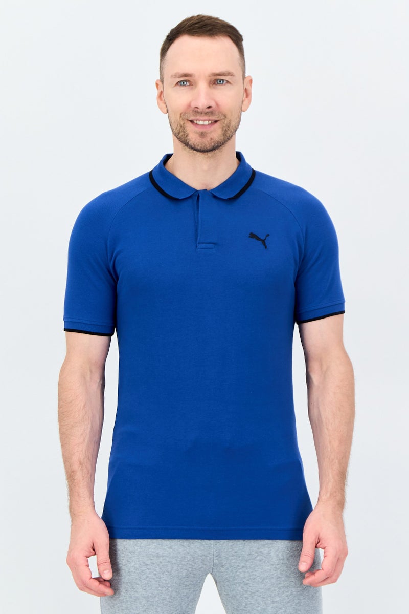 PUMA Men Sportswear Fit Short Sleeve Embroidered Logo Outdoor Polo Shirt, Blue - Image 1