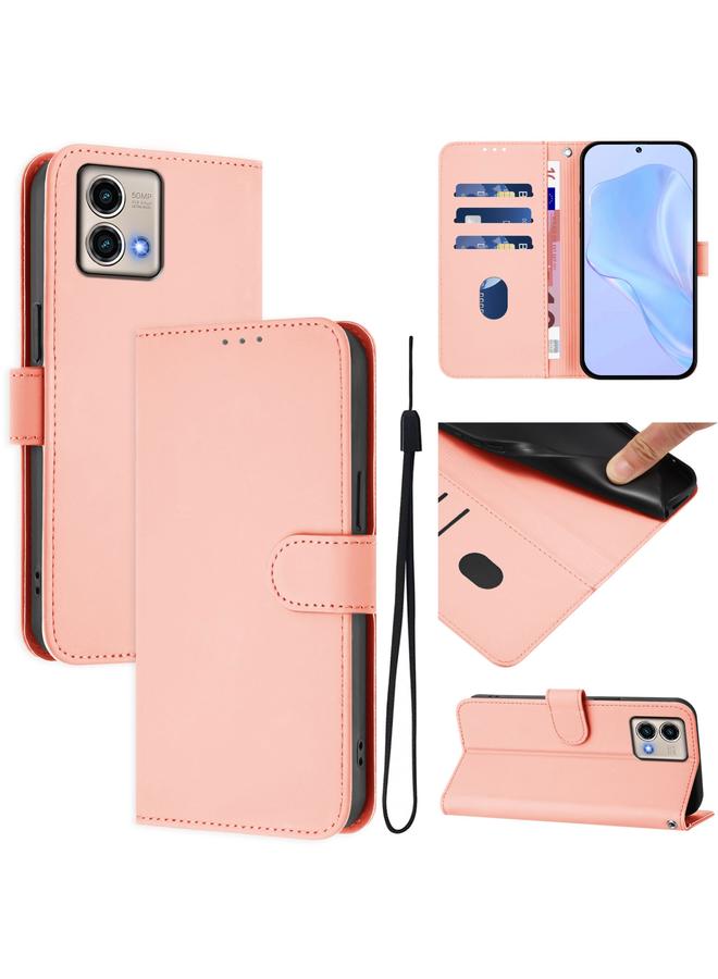 اس-توب جراب لهاتف Motorola Moto G Stylus 5G 2023 مصنوع من الجلد بلون سادة مع حبل تعليق - Image 1