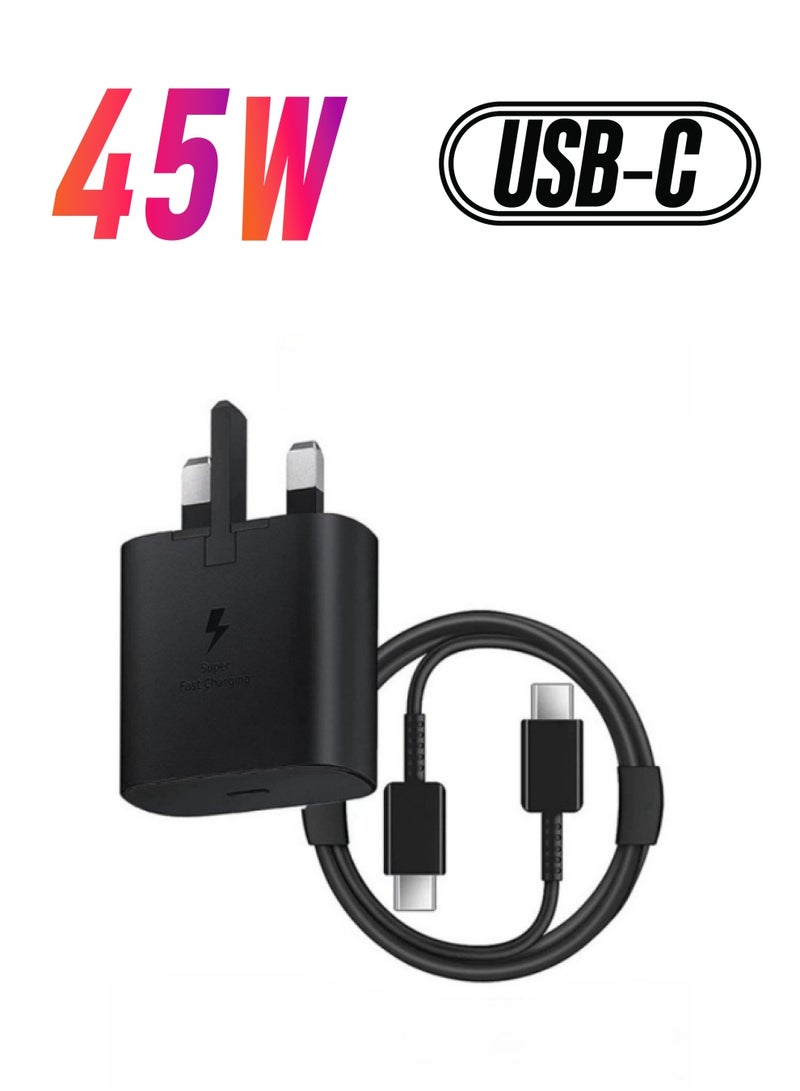 45W USB C Super Fast Charging PD Charger with 1 m Cable - Compatible with S25 S24 S23 S22 S21 S20 Ultra, S24+ S23+ S22+ S21+, A53, A15, A54, Fold, Flip - Type C Power Adapter, - Image 1