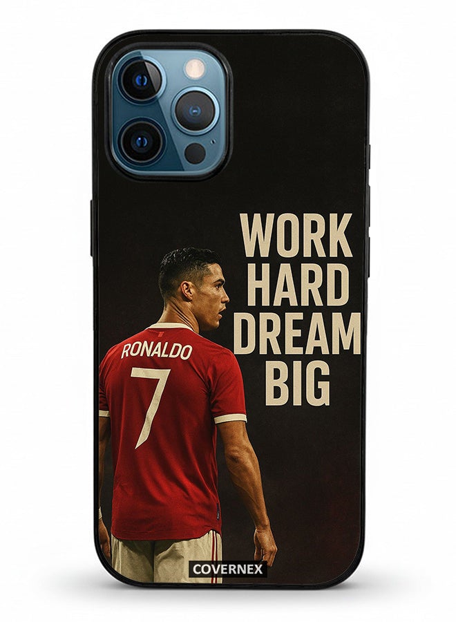 Covernex Apple iPhone 12 Pro Max Protective Case Cover Printed Featuring Work Hard Dream Big CR7 - Image 2