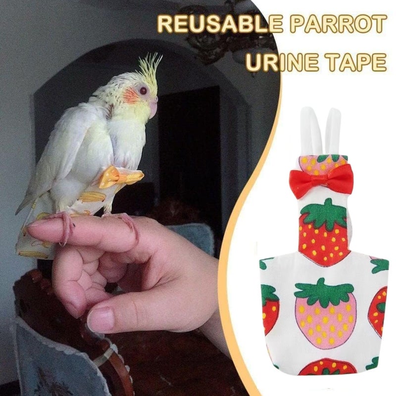 VAYINATO ® 1 Pcs Reusable Birds Diaper for Parrot, Budgies, Sun Conures, Lories & Small Birds | Soft Breathable Fabric, Secure Fit for Flight & Ground Use | Easy-Clean Bird Hygiene (Strawberry) - Image 3