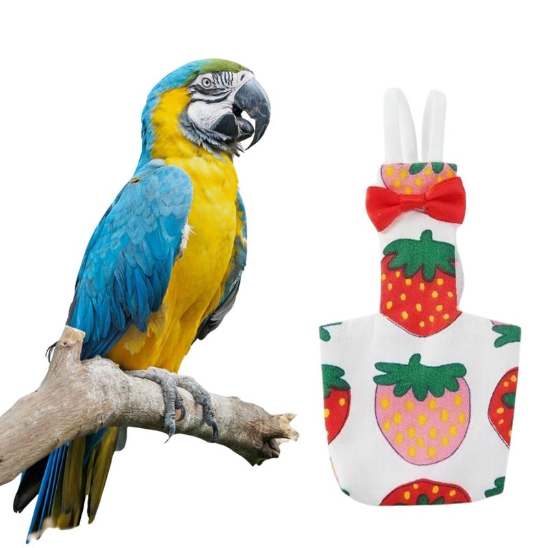 VAYINATO ® 1 Pcs Reusable Birds Diaper for Parrot, Budgies, Sun Conures, Lories & Small Birds | Soft Breathable Fabric, Secure Fit for Flight & Ground Use | Easy-Clean Bird Hygiene (Strawberry) - Image 1