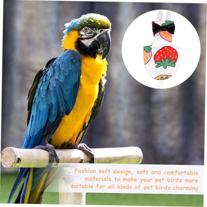 VAYINATO ® 1 Pcs Reusable Birds Diaper for Parrot, Budgies, Sun Conures, Lories & Small Birds | Soft Breathable Fabric, Secure Fit for Flight & Ground Use | Easy-Clean Bird Hygiene (Strawberry) - Image 2