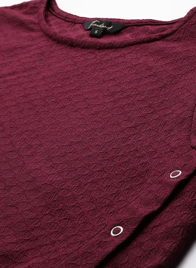 Freehand  Women Regular Fit Textured Crew Neck Short Sleeve Regular Top  | Best Price UAE