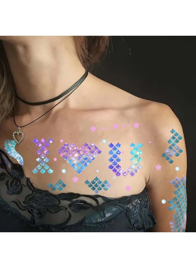 ANTING Mermaid Scale Temporary Tattoos for Kids Girls - Image 4
