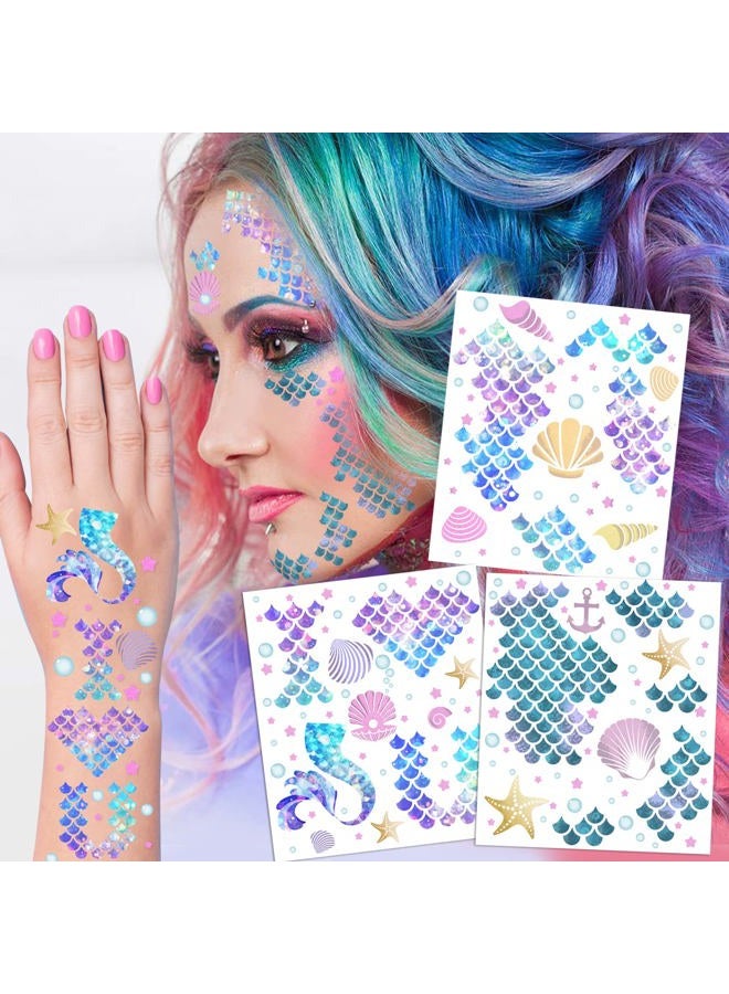 ANTING Mermaid Scale Temporary Tattoos for Kids Girls - Image 1