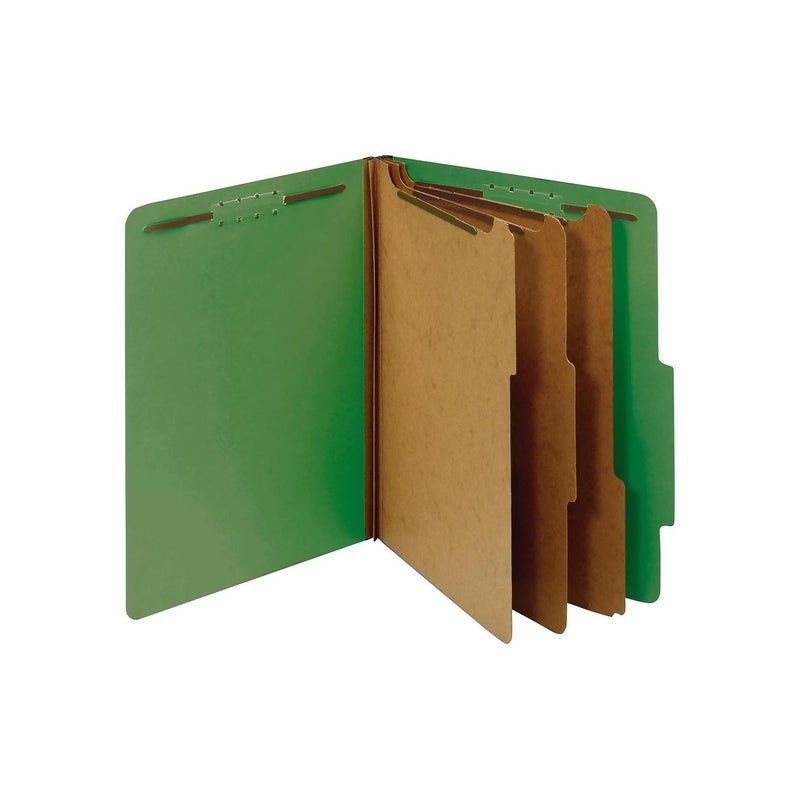 Pendaflex Classification Folders, Standard, 3 Dividers, Embedded Fasteners, 2/5 Cut Tab, Dark Green, Letter, 10/BX (24097)