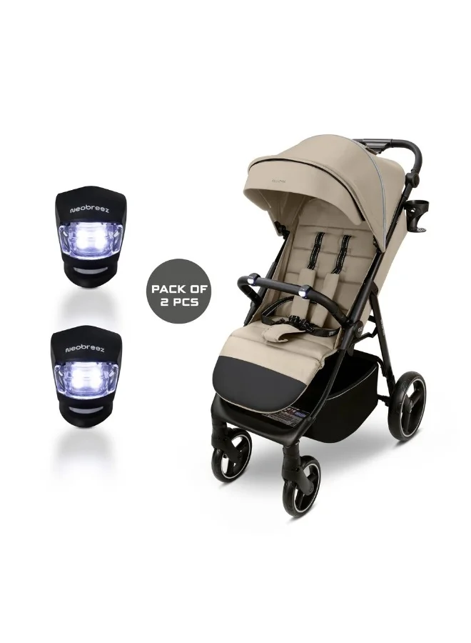 neobreez Neobreez Safety Warning Stroller LED Light| Rear Light Tail-Light for Baby Carrier Silicone (Pack Of 2) CR2032 3V|Tool-Free Mount Battery Powered Led Lights for Pushchair,  Buggy,  Pram,  Cycle,  Bike
