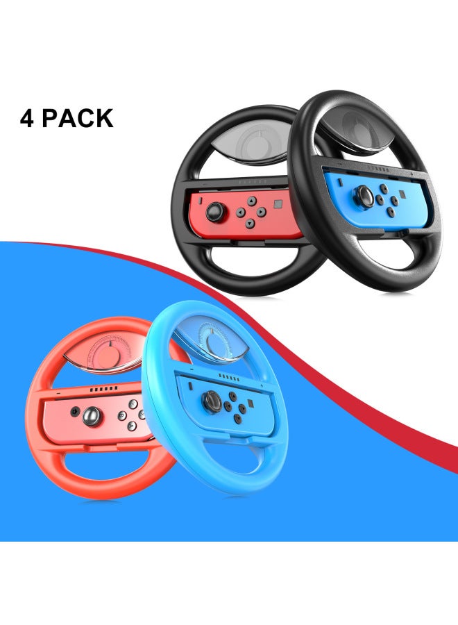 Wow Private Model JOYCON Game Steering Wheel Accessories Left And Right Small Handle Racing Nintendo Switch Accessories-Product Color:Red, Blue, Black And Black (steering Wheel Set Of 4) Does Not Include Joycon  - Image 2