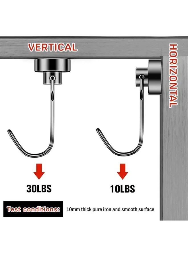 6 Pack Heavy Duty Magnetic Hooks 30lbs Black No Screws Swivel For Fridge Boat RV - Image 4