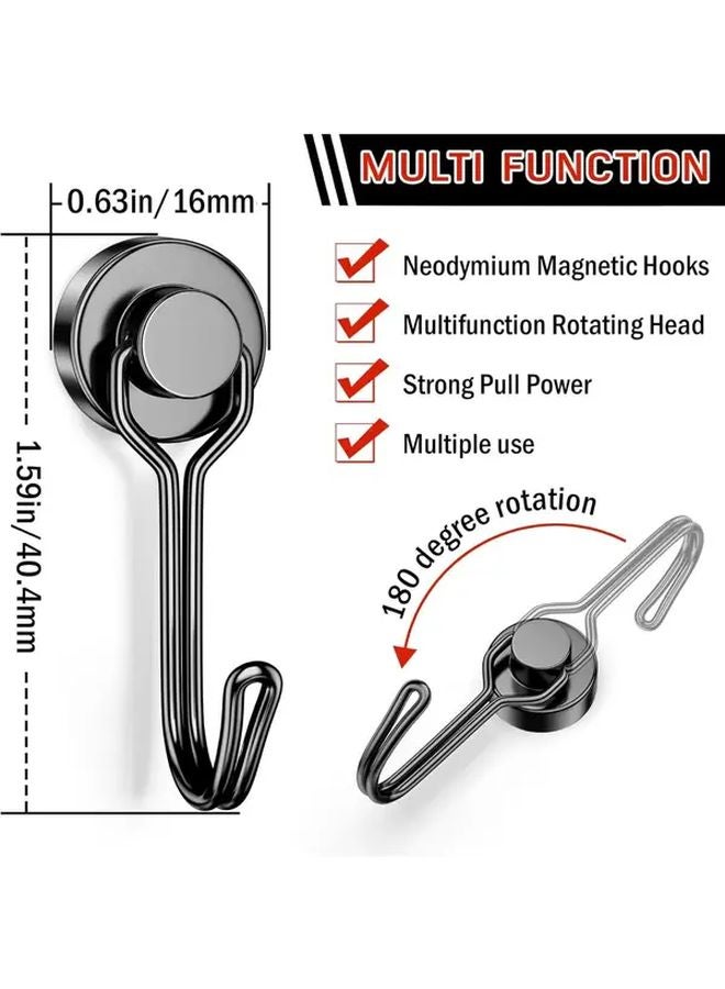6 Pack Heavy Duty Magnetic Hooks 30lbs Black No Screws Swivel For Fridge Boat RV - Image 3