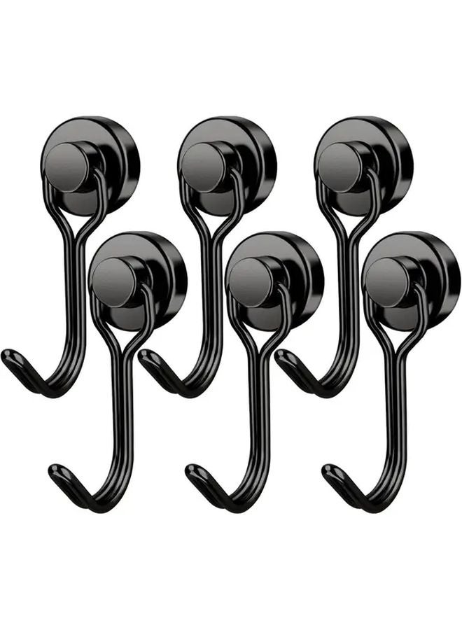 6 Pack Heavy Duty Magnetic Hooks 30lbs Black No Screws Swivel For Fridge Boat RV - Image 1