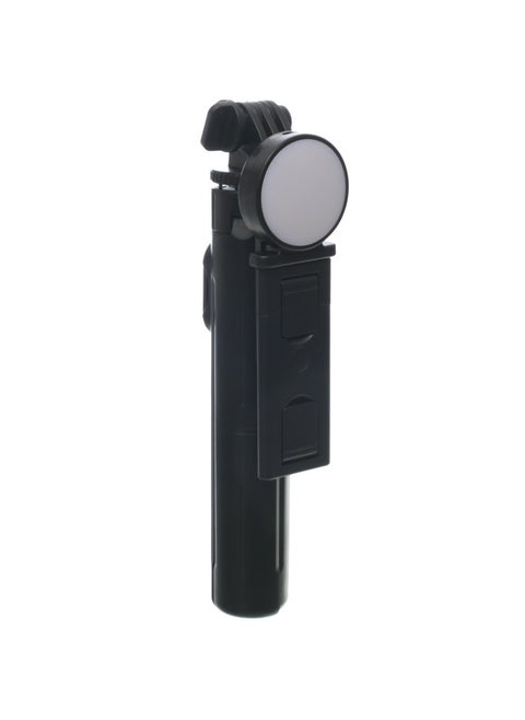 عصا سيلفي للبث المباشر من Plokama Live K7 LED | حامل قابل للتعديل 110 سم مع تشغيل بيد واحدة ودوران 360 درجة | متوافق مع وحدة التحكم المركزية وتركيب الزجاج الأمامي | مثالي لمقدمي البث ومدوني الفيديو ومنشئي المحتوى - أسود