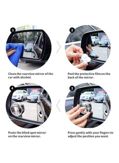 RATSAW 2 Pack Blind Spot Mirrors 360 Degree  Rotate Sway Silver Round Curved Convex Wide Angle Mirror Waterproof HD Crystal Glass Blindspot Mirrors for Cars SUV Trucks Traffic Safety  - Image 5