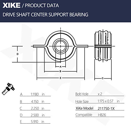 XiKe 211750-1X or HB26 Drive Shaft Center Support Bearing, Replacement for Toyota 37230-35130/34030/34040/34050, Compatible Toyota T100 1993-1998, Tacoma 1995-2004 and Tundra 2000-2006. - Image 2