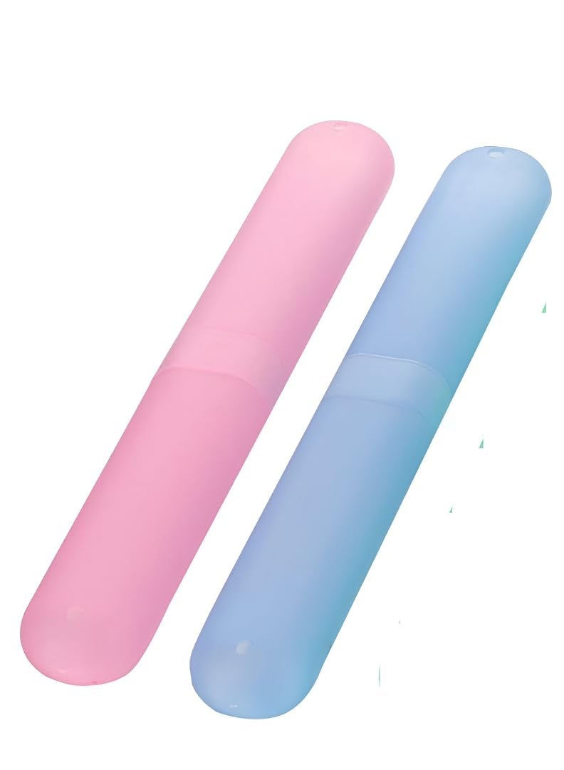 MeeTo Plastic Anti Bacterial Toothbrush Container/Holder/Case/Travel Covers (Multicolor)- Pack of 2 - Image 1