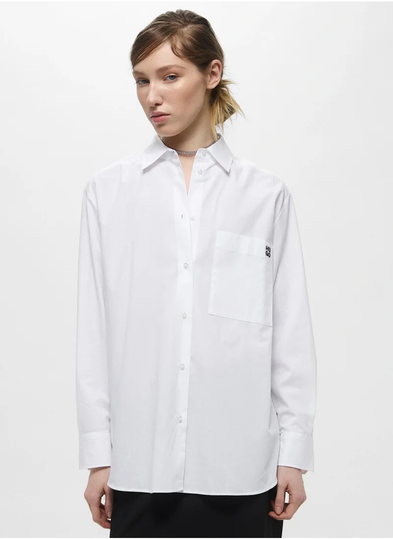 هوجو Embroidered logo oversized shirt