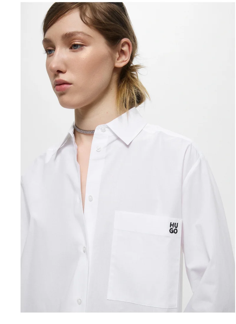 هوجو Embroidered logo oversized shirt