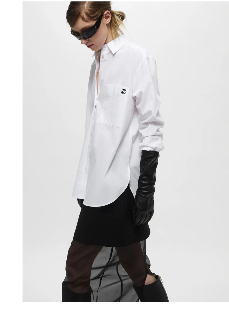 هوجو Embroidered logo oversized shirt