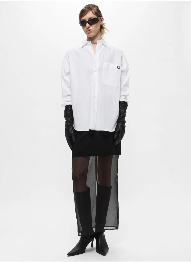 هوجو Embroidered logo oversized shirt